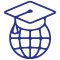 ITWA Sector Icons_International Education Outline of a graduates hat on top of outline of globe